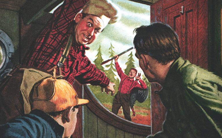 A vintage illustration of turkey camp.