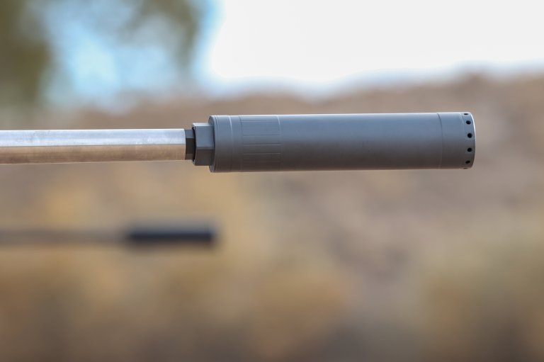 A suppressed rifle barrel